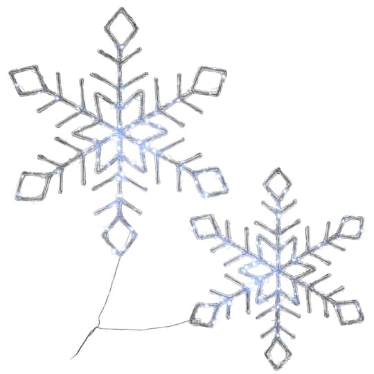 24" Ice Crystal Snowflake with Cool White LED Lights